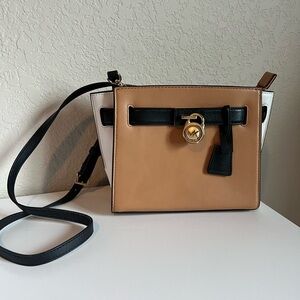Michael Kors Tan, Black, and White Crossbody Bag